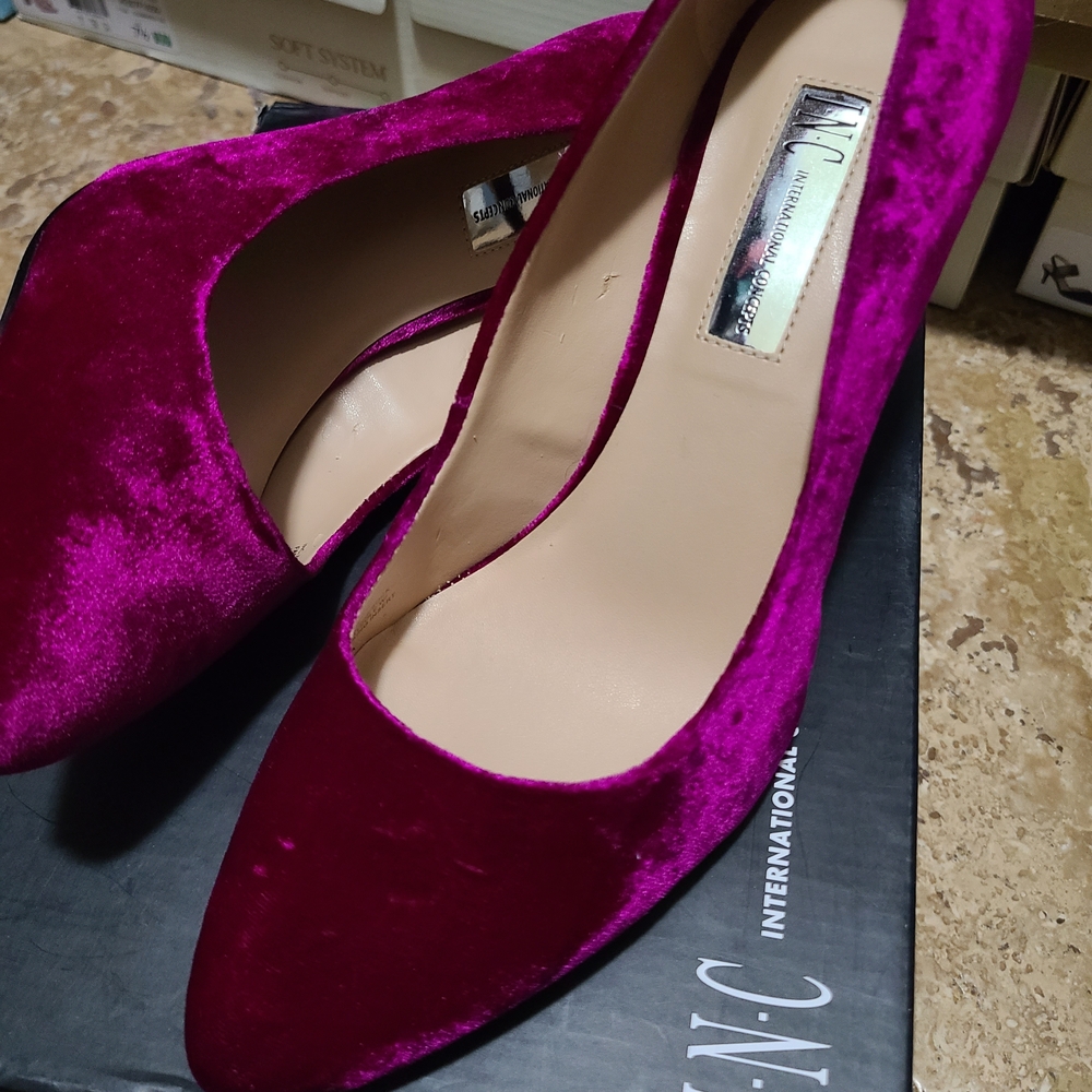 I.N.C. Deep Fuchsia Velvet 3" Heels
